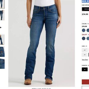 Wrangler Women's Retro Mae Mid Rise Stretch Boot Cut Jean Size 9x32